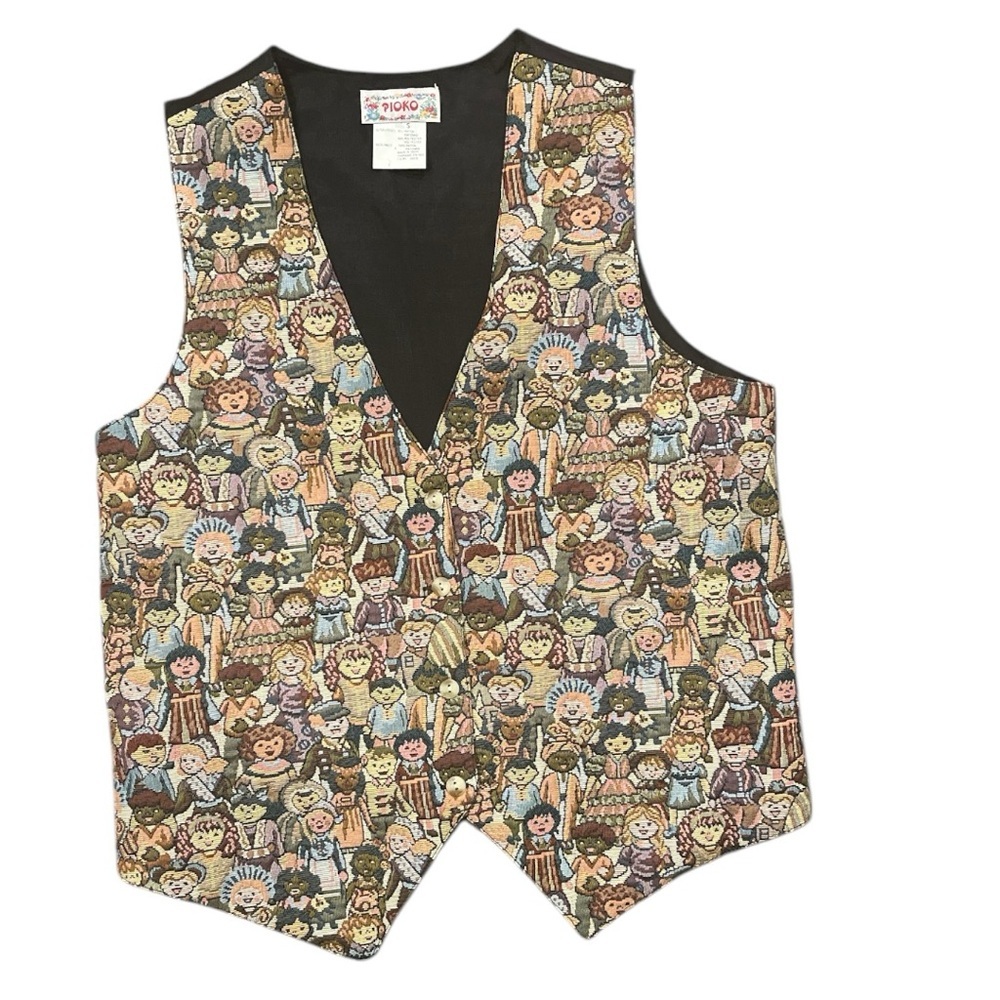 Pioko Vest S/M Button Up Children of the World Tapestry button vest tie back
